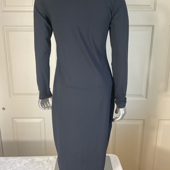 ZARA Women's Basic Poly Blend Black 3/4 Sleeve Crew Neck Dress Size Large - Picture 2 of 8